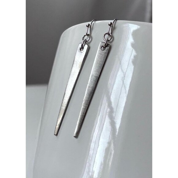 Handmade Silver Fork Tine Earrings: Silverware Jewelry UpCycled Fashion - Picture 2 of 4
